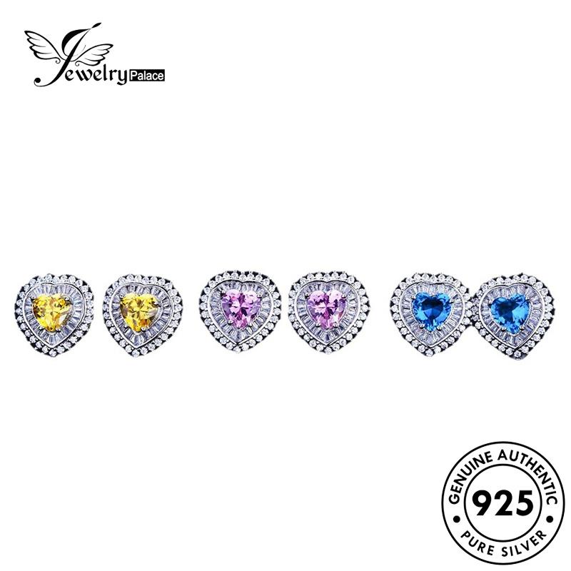 Jewelrypalace Sapphire Asli Love Kreatif Kalung Perak925Set Wanita S98