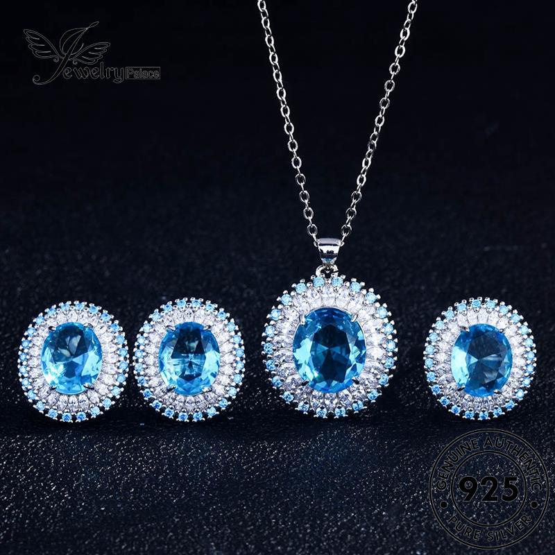 Jewelrypalace Set Perak Asli925 Citrine Bulat Kalung Wanita S99