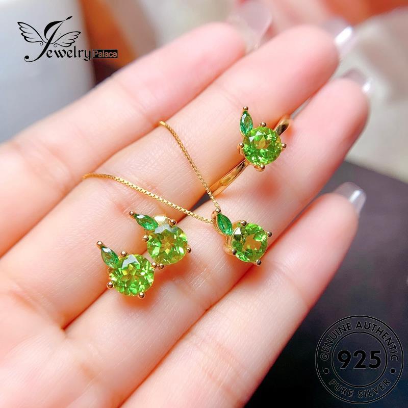 Jewelrypalace Apple Silver Set Kalung Asli Wanita Lucu925 Emerald S197