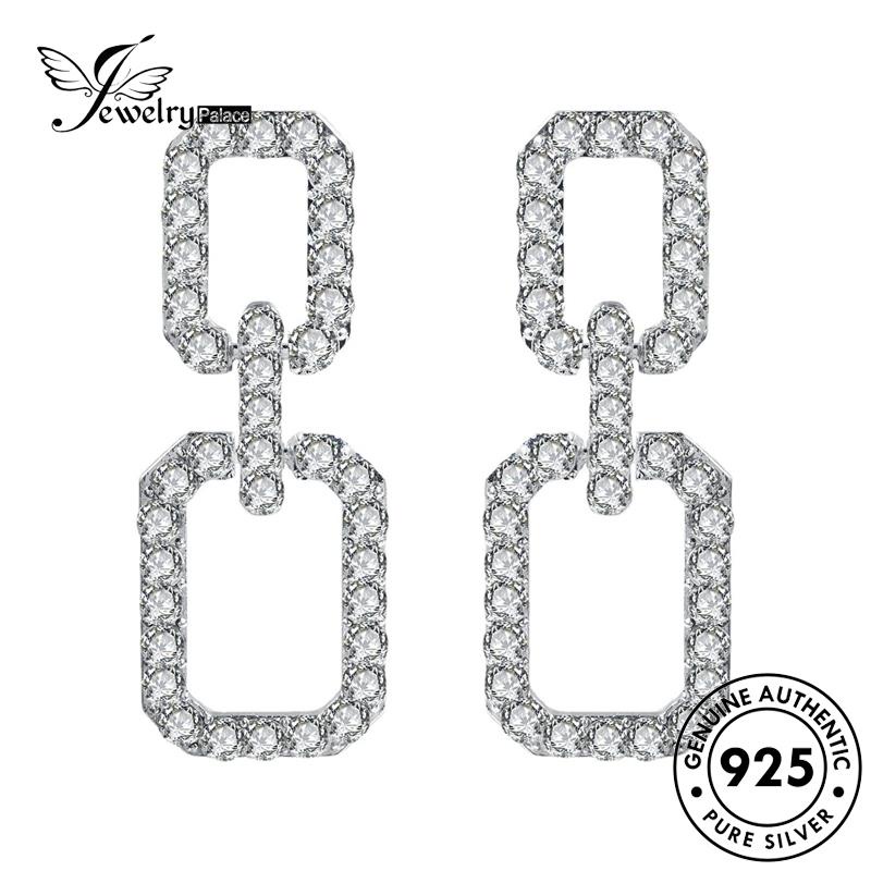 Jewelrypalace925 Wanita Asli Berlian Silver Geometri Set Kalung Moissanite Mewah S168