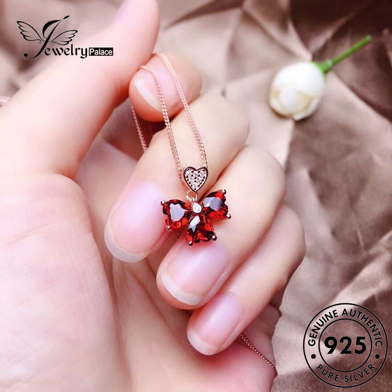 Jewelrypalace Ruby Wanita Asli Set Fashion Clover 925 Kalung Perak S177