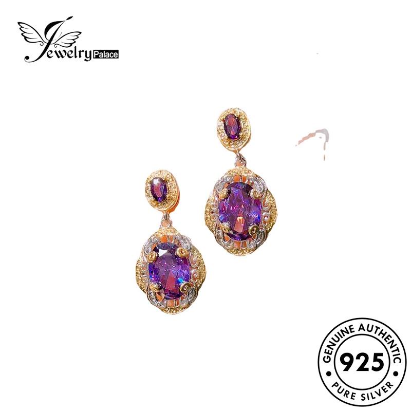 Jewelrypalace Amethyst Wanita Perak Set Kalung Vintage925 Asli S240