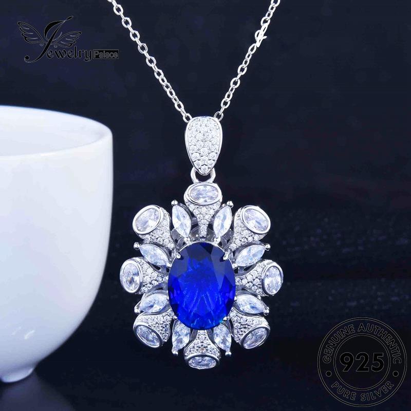 Jewelrypalace Kalung Perak Safir Wanita Set Fashion Bunga Matahari Asli925 S259