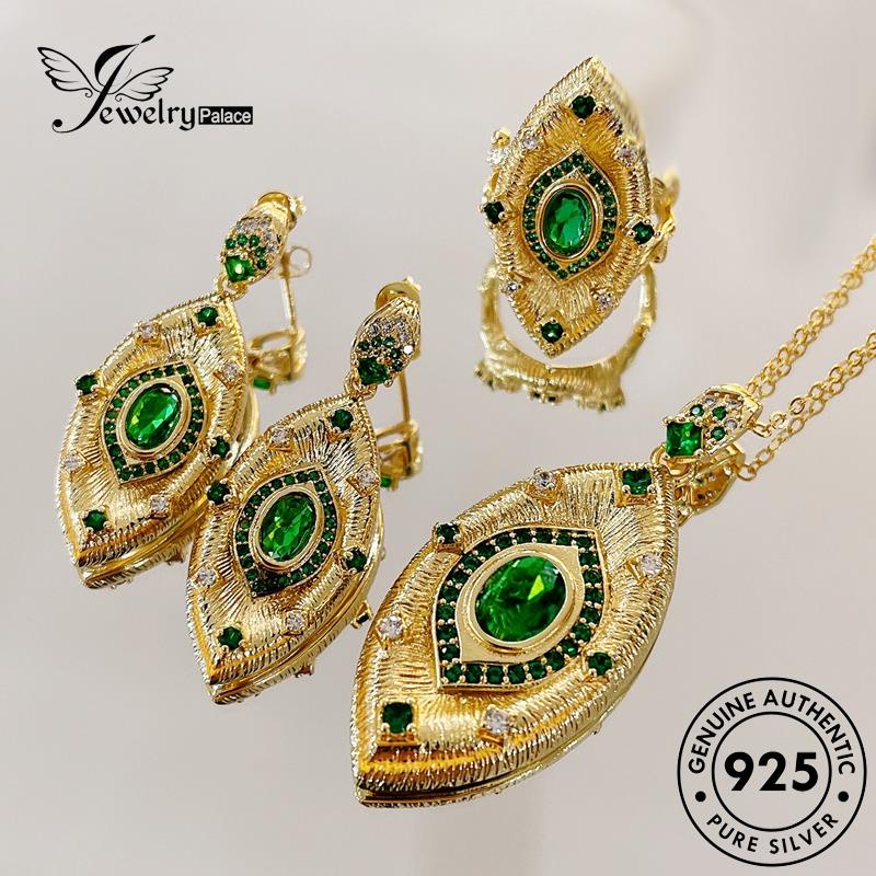 Jewelrypalace Kalung Fashion Perak925 Emerald Wanita Asli Setan Mata S272