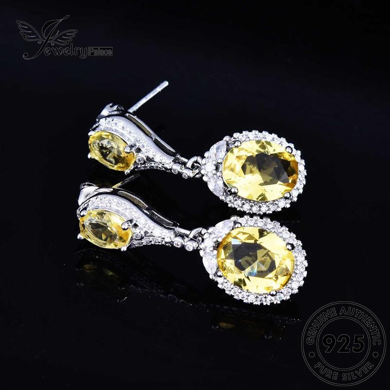 Jewelrypalace Set Telur Wanita Asli925 Kalung Perak Bentuk Citrine Mulia S315