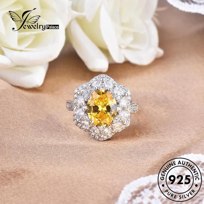 Jewelrypalace Asli925 Zamrud Wanita Citrine Cincin Perak Perhiasan Ruby Safir Mewah M105