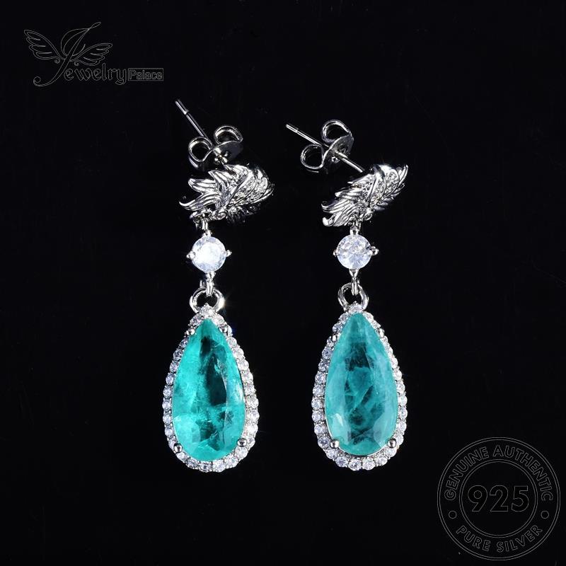 Set Perhiasanpalace Retro Kalung Tetes Air925 Perak Aquamarine Wanita Asli S351