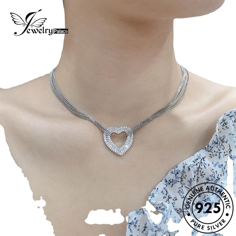 Jewelrypalace Original Set Wanita Berlian Moissanite Kalung Perak925 Mulia Cinta S361