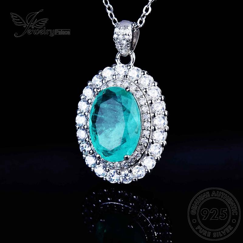 Jewelrypalace Telur Mulia Perak Set Bentuk Wanita925 Safir Kalung Asli S338