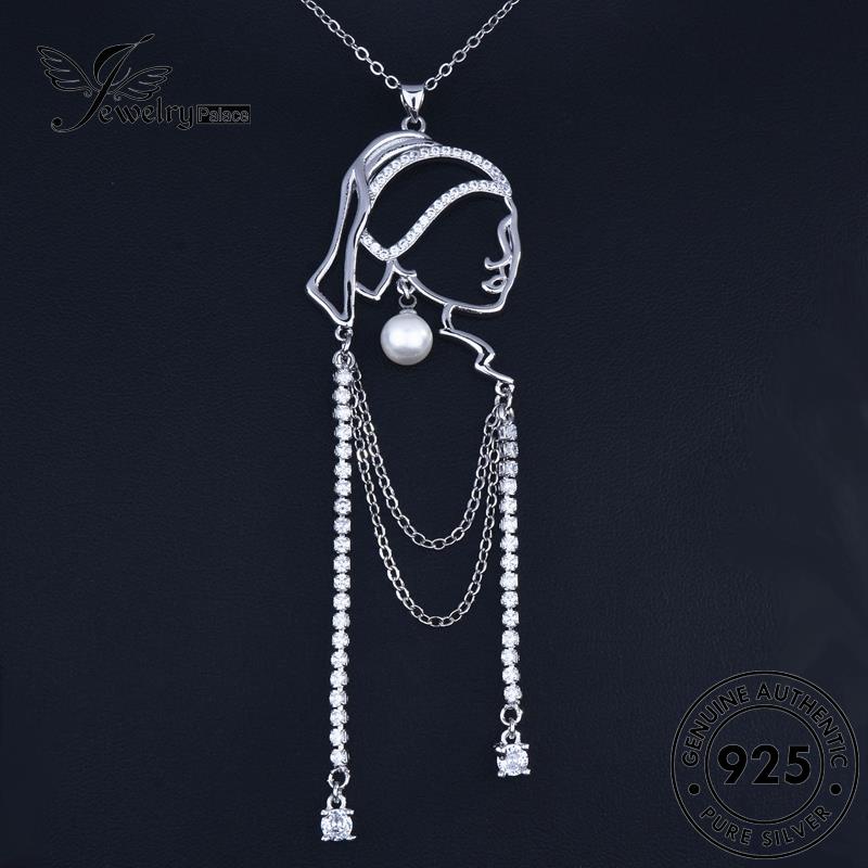 Jewelrypalace Original Set Perak Jumbai Pribadi Wanita Kalung Mutiara925 S341