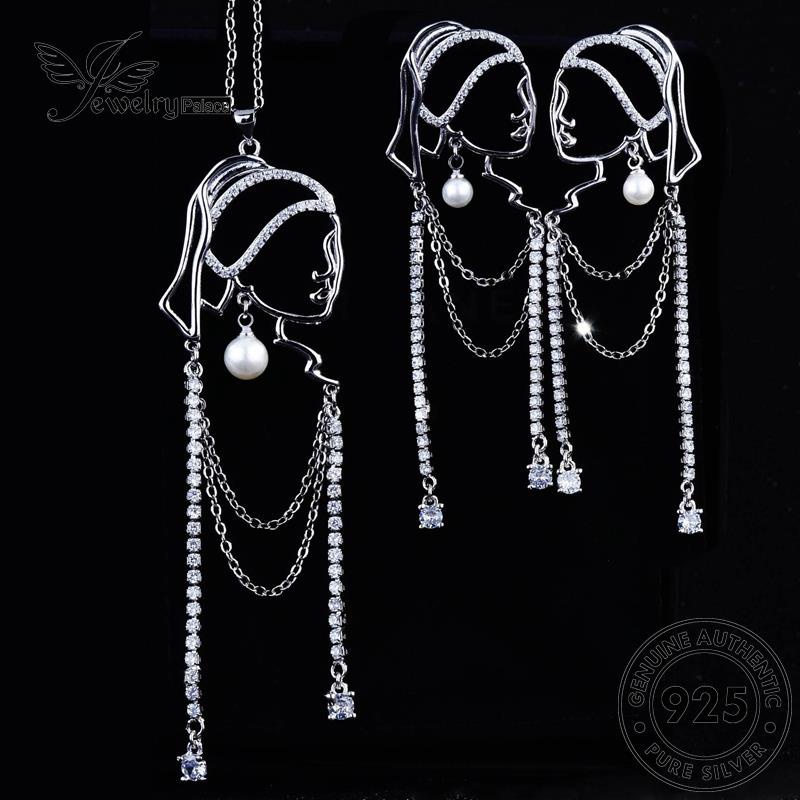 Jewelrypalace Original Set Perak Jumbai Pribadi Wanita Kalung Mutiara925 S341