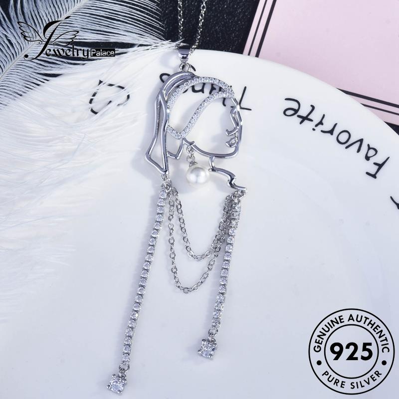 Jewelrypalace Original Set Perak Jumbai Pribadi Wanita Kalung Mutiara925 S341