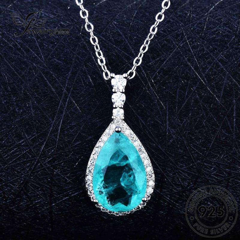 Jewelrypalace Asli Aquamarine Wanita Set 925 Perak Kalung Mewah S440