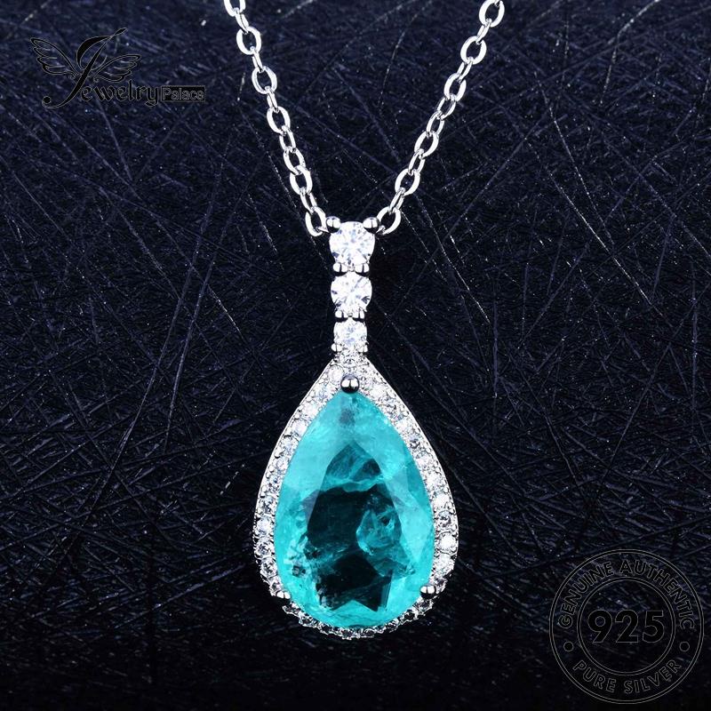 Jewelrypalace Asli Aquamarine Wanita Set 925 Perak Kalung Mewah S440