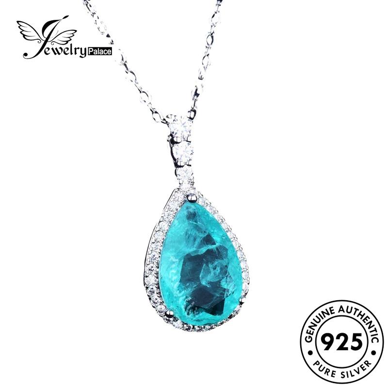 Jewelrypalace Asli Aquamarine Wanita Set 925 Perak Kalung Mewah S440