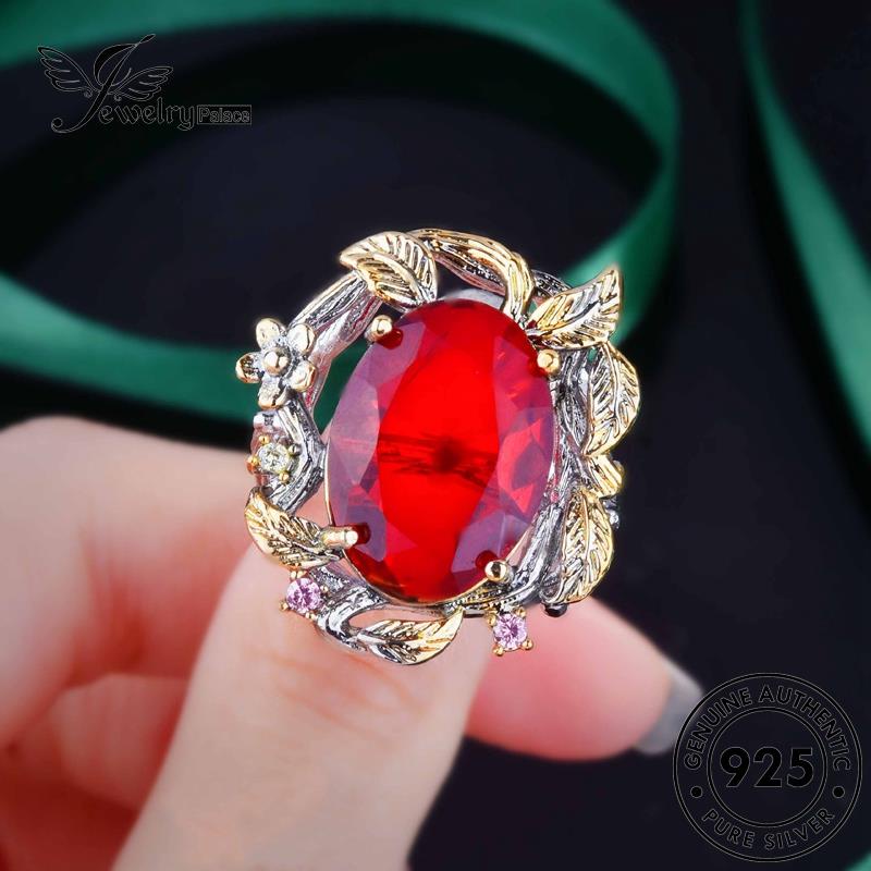 Jewelrypalace Kalung Wanita Emas Asli Ruby Set Bertekstur925 Perak S486