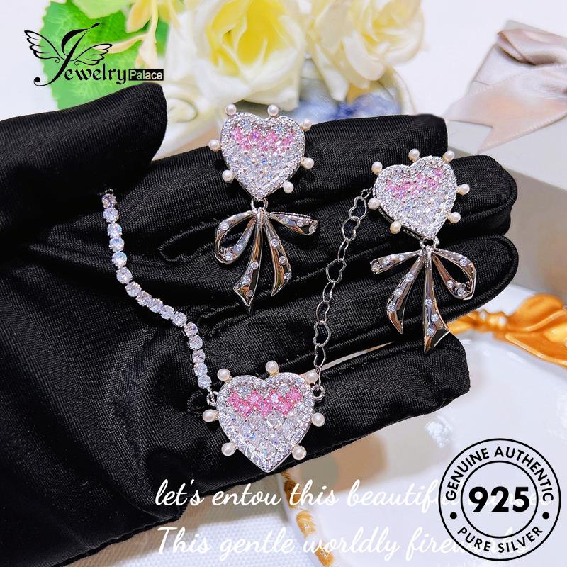 Jewelrypalace Asli Moissanite Perak925 Wanita Berlian Kalung Set S495