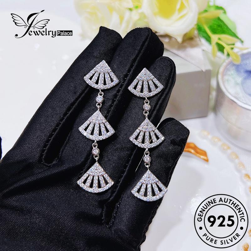 Jewelrypalace Set Wanita Kipas Perak Moissanite Asli925Kalung Berlian S531