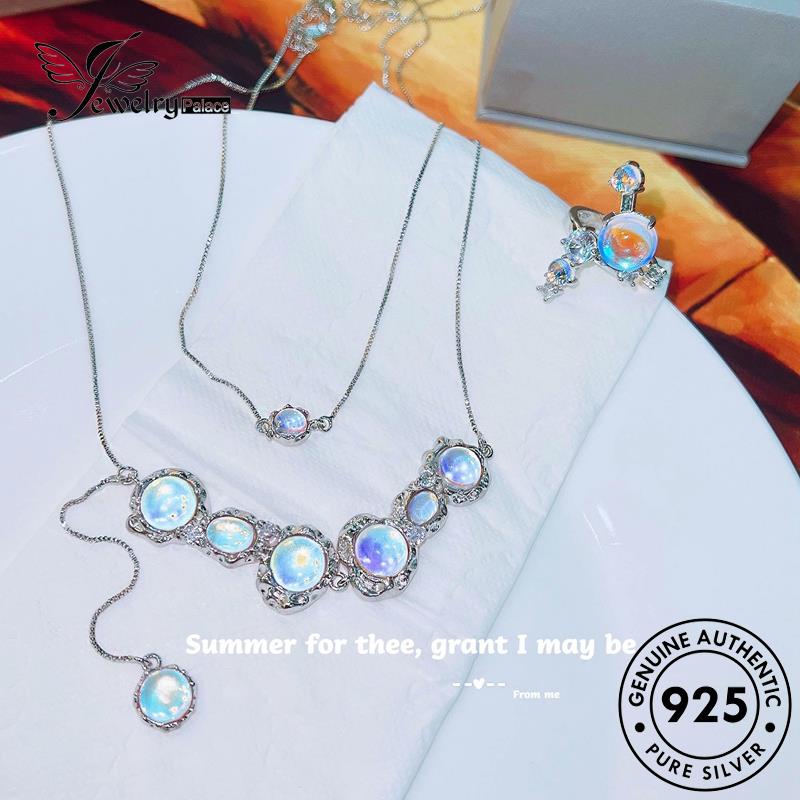 Jewelrypalace Kalung Asli Kreatif Moonstone Lava Set Perak925 Wanita S546