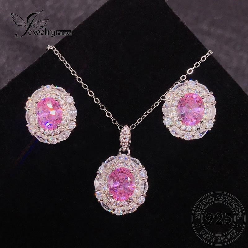 Perhiasantempat Wanita Set Citrine Kalung Mewah Perak925 Asli S582