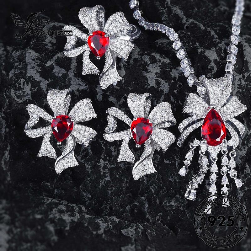 Jewelrypalace Perak Wanita Rumbai Asli Kalung Kupu Ruby925 Set S603