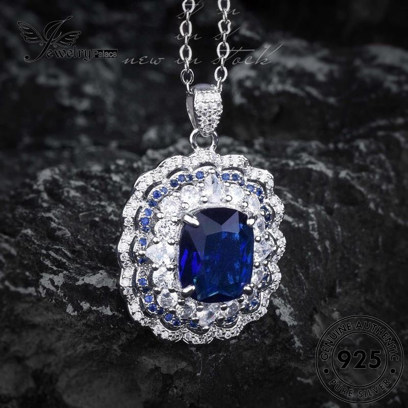 Jewelrypalace Sapphire Mewah925 Kalung Perak Asli Wanita Set S605