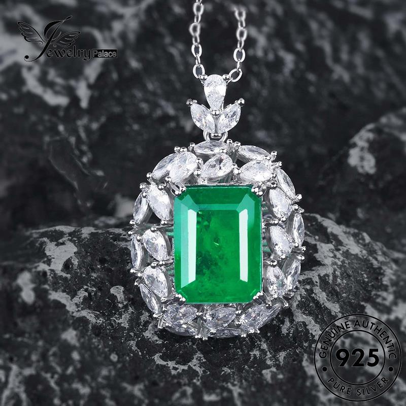 Tempat Perhiasan925 Kalung Perak Wanita Asli Emerald Set Mewah S611