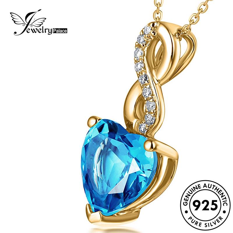 Jewelrypalace925 Kalung Wanita Asli Fashion Safir Perak N584