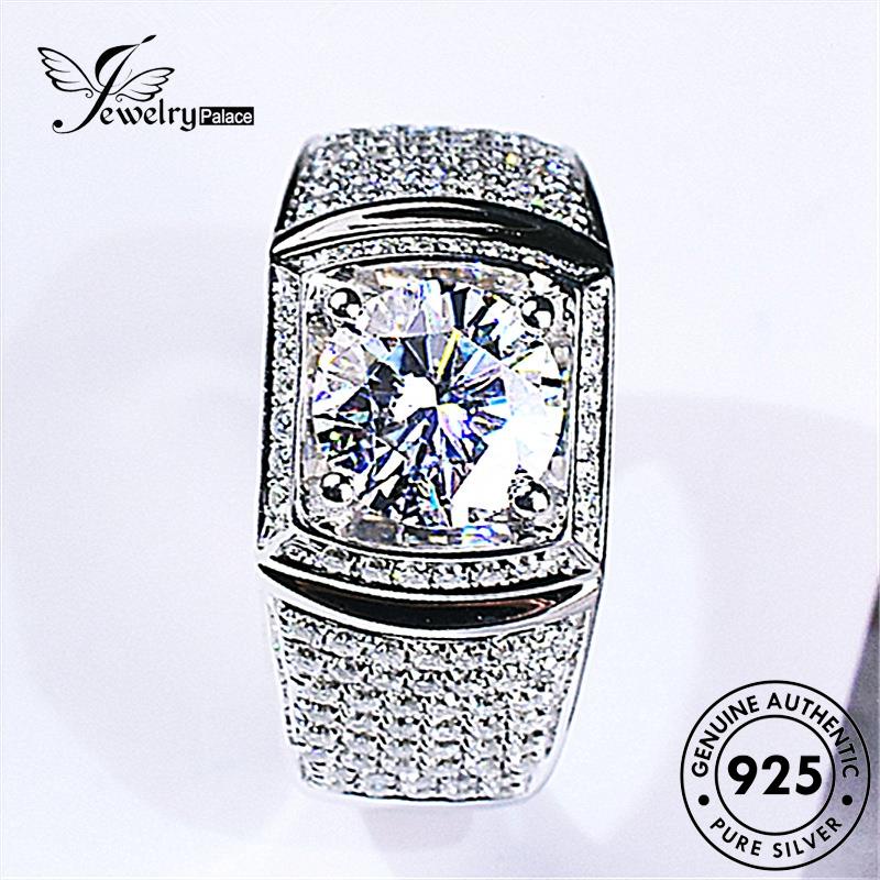 Jewelrypalace Original Cincin Moissanite Pria Perak925 Temperamen Berlian R37