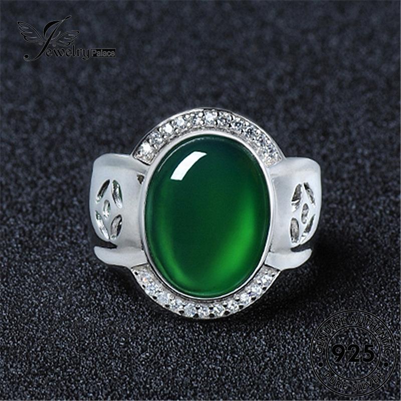 Jewelrypalace Perak Giok925 Cincin Asli Vintage Oval Pria Emas R68