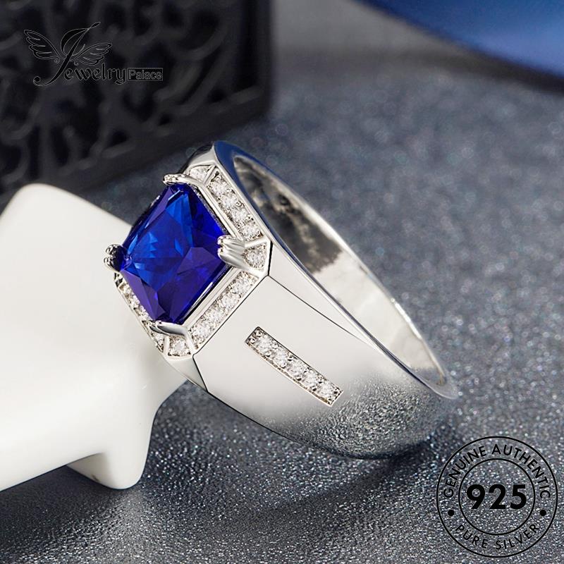 Jewelrypalace Jewelry Cincin Perak Zamrud Asli Simple925 Safir Pria M076