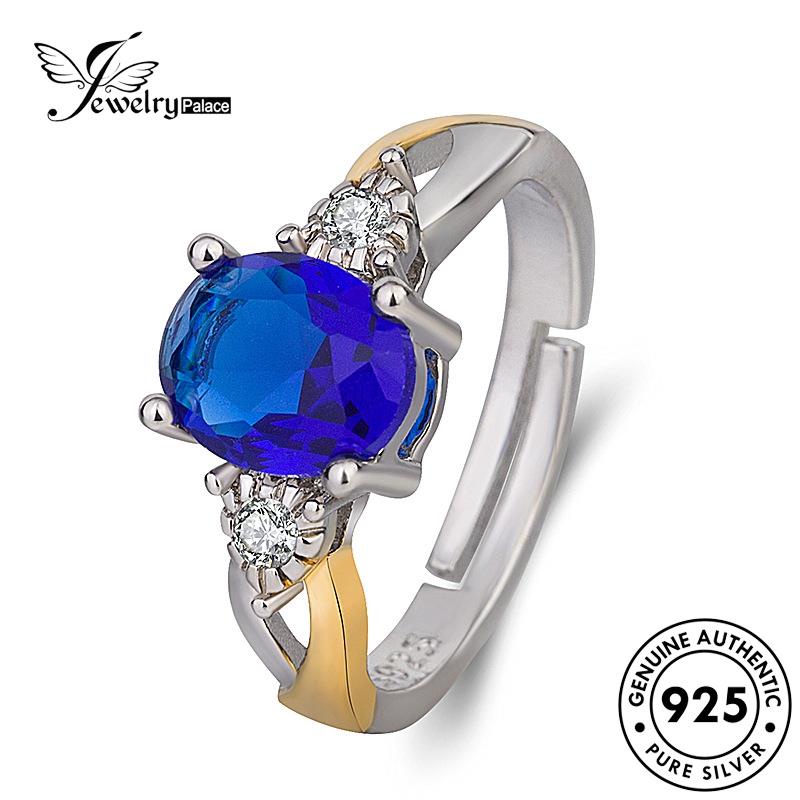 Jewelrypalace Cincin Asli Emas925 Oval Safir Perak Wanita Temperamen R210