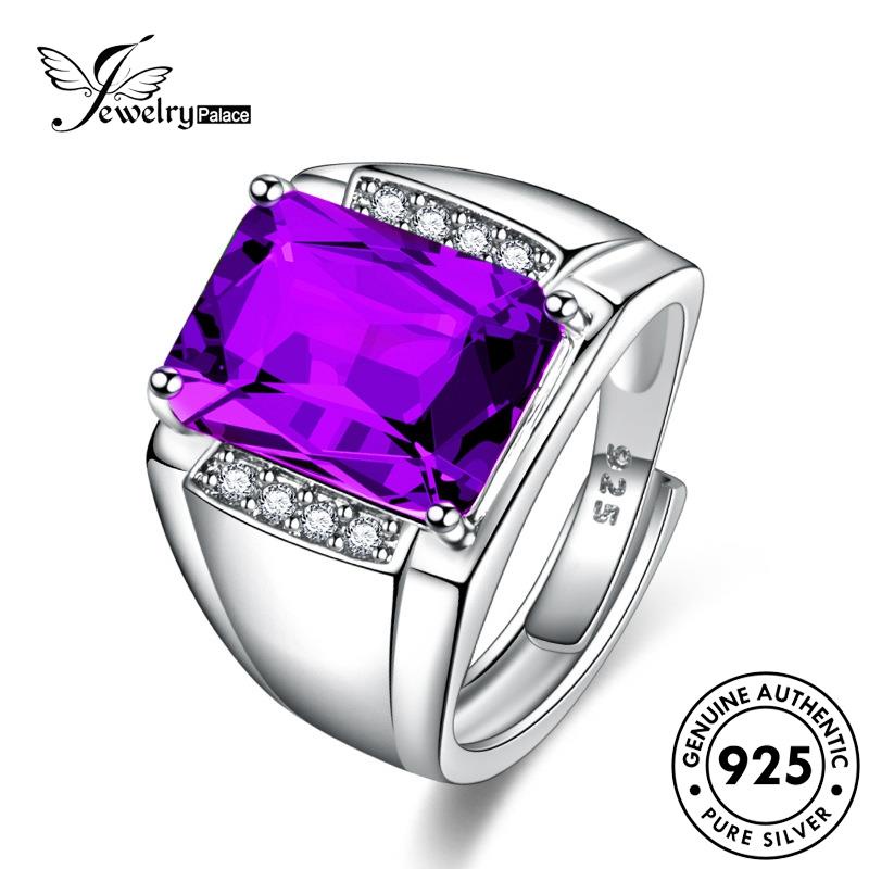 Jewelrypalace Cincin Pria Perak Retro Persegi Asli925 Emerald R269