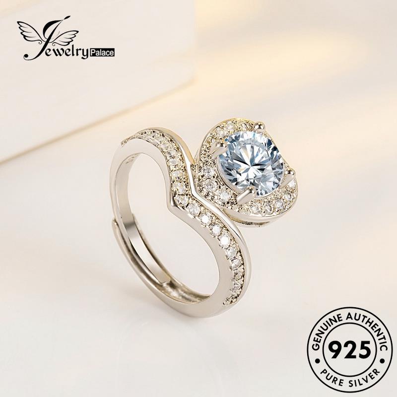 Jewelrypalace Cincin Wanita Asli Moissanite Kepribadian Perak Berlian Love925 R159