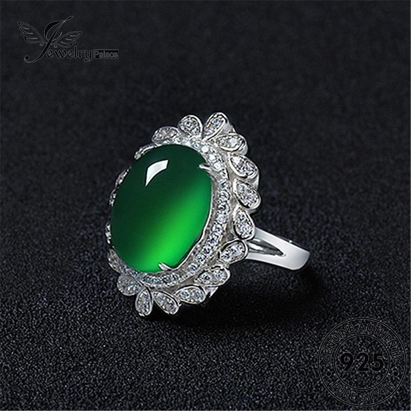 Jewelrypalace Cincin Wanita Vintage Giok Perak925 Oval Asli R188