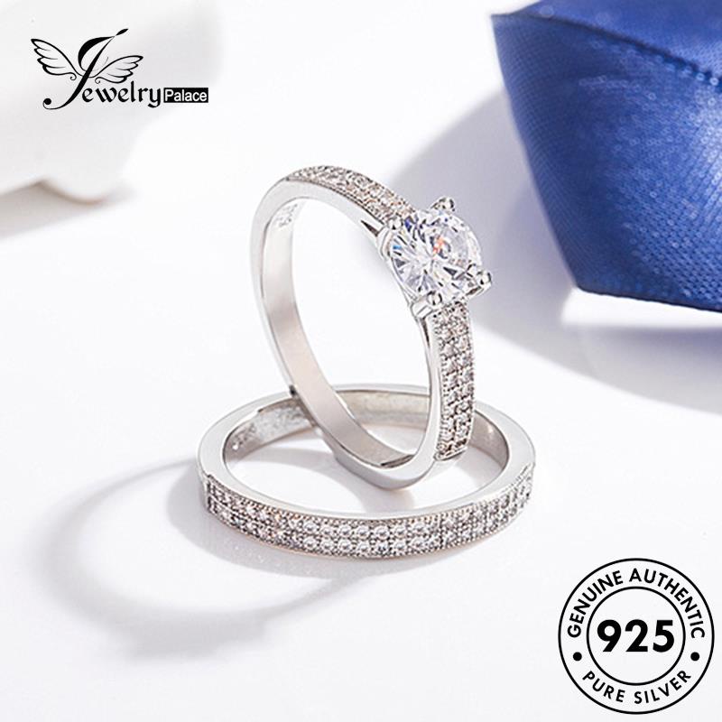 Jewelrypalace 925fashion Emas Couple Asli Moissanite Berlian Cincin Perak R348