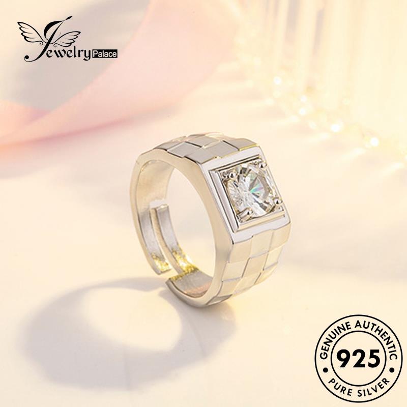 Tempat Perhiasan925Cincin Berlian Pria Perak Mendominasi Moissanite Asli R352