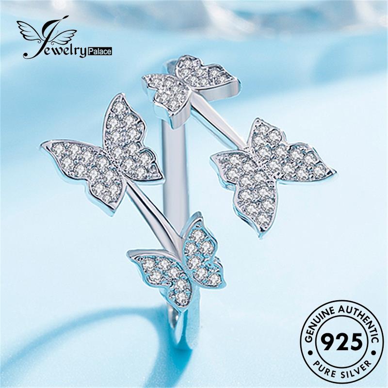 Tempat Perhiasan Wanita Cincin Perak Moissanite Berlian Kupu Halus Asli925 R398