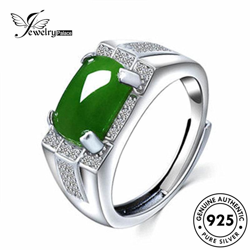 Jewelrypalace Original Cincin Retro Pria Giok Perak925 Kotak R426