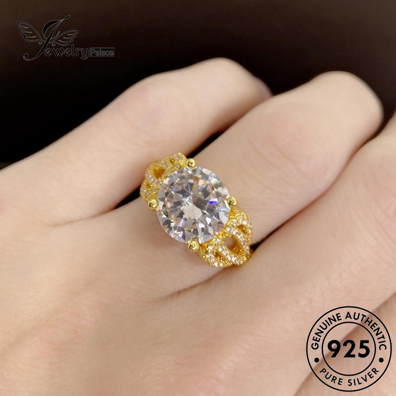Jewelrypalace Cincin Perak Emas925 Mewah Moissanite Berlian Asli Wanita R436