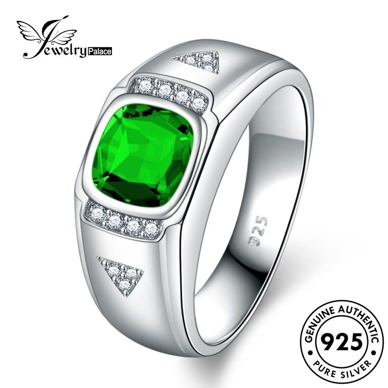 Jewelrypalace Cincin Perhiasan Simple Perak925 Zamrud Safir Pria Original M084