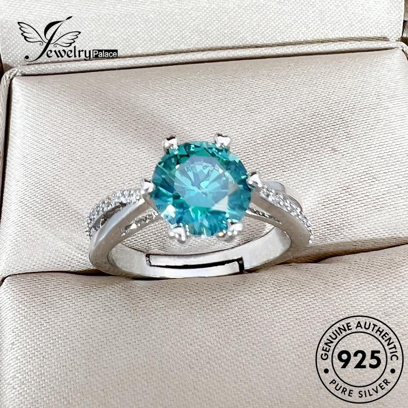 Tempat Perhiasan Wanita925 Perak Kepribadian Aquamarine Cincin Cinta Asli R465