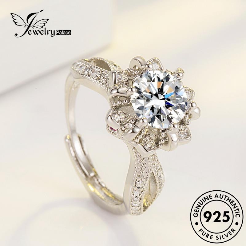 Perhiasantempat Wanita Asli Bunga Mewah Moissanite Perak Berlian925Cincin R902