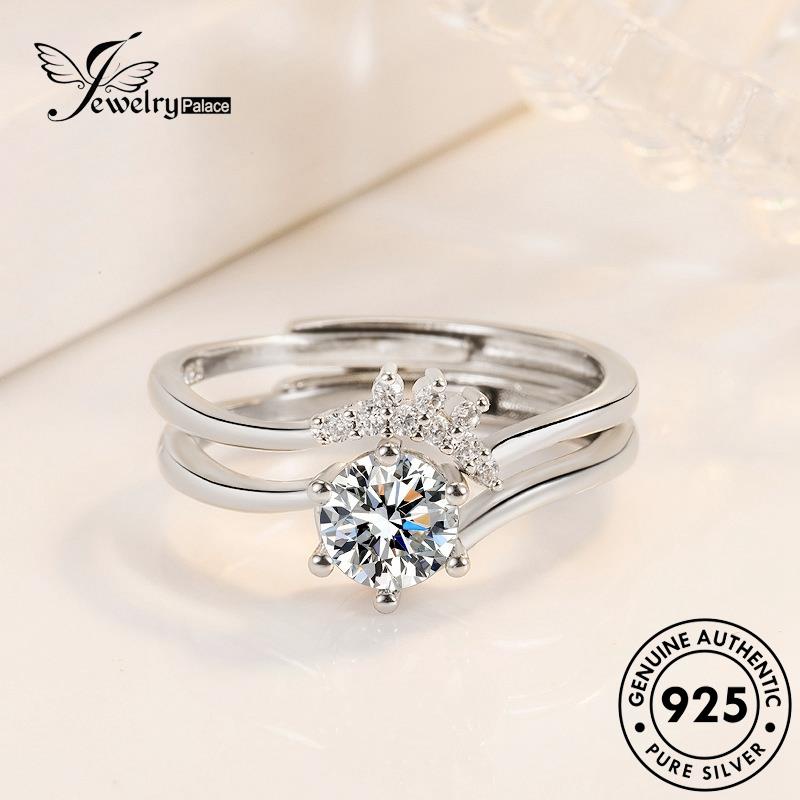 Perhiasantempat Cincin Couple Love Asli Moissanite Perak Simple Berlian925 R911