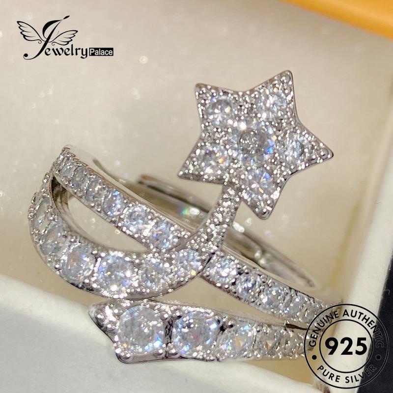 Perhiasantempat Berlian Bintang Sederhana Berujung Lima Cincin Moissanite925 Perak Wanita Asli R936