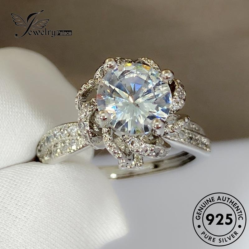 Jewelrypalace Perak Berlian925 Pribadi Asli Moissanite Cincin Wanita Mawar R953