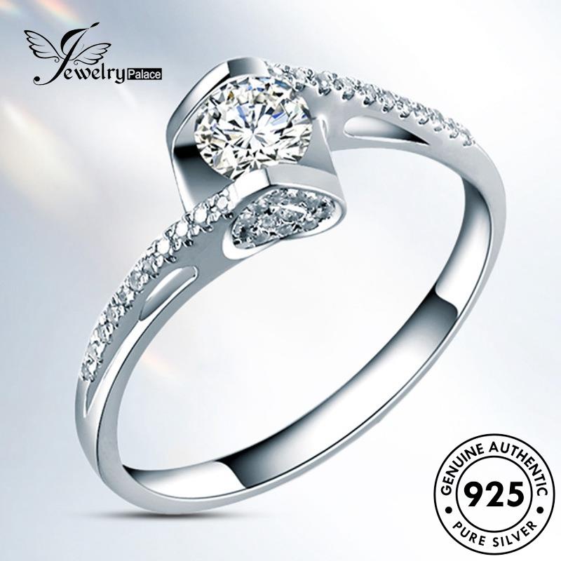 Jewelrypalace Angel Cincin Wanita Moissanite Perak925 Klasik Asli Berlian Kiss R1080