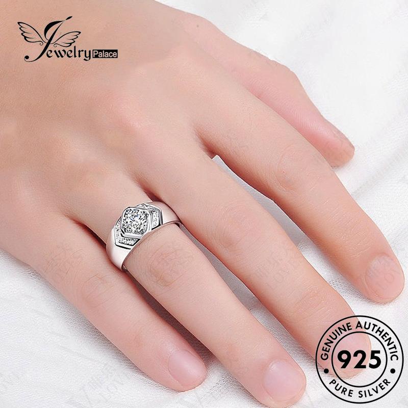 Tempat Perhiasan Pria Asli Cincin Moissanite Berlian Mendominasi925 Perak Kotak R969