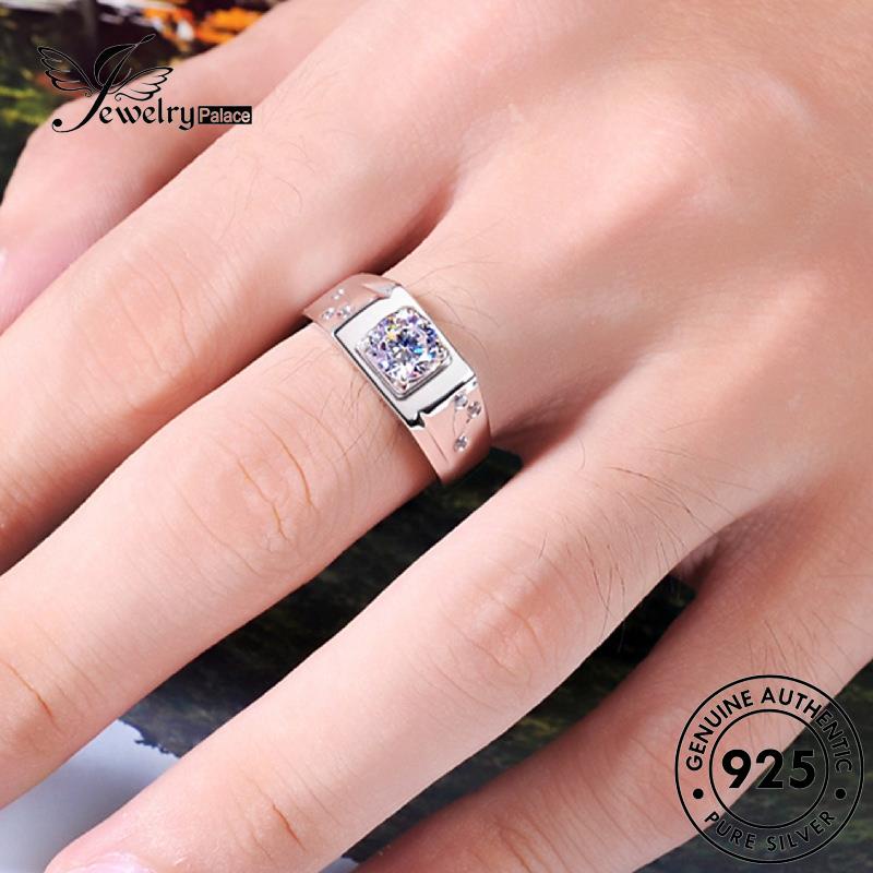 Tempat Perhiasan925 Moissanite Pria Cincin Berlian Asli Mendominasi Perak R1124