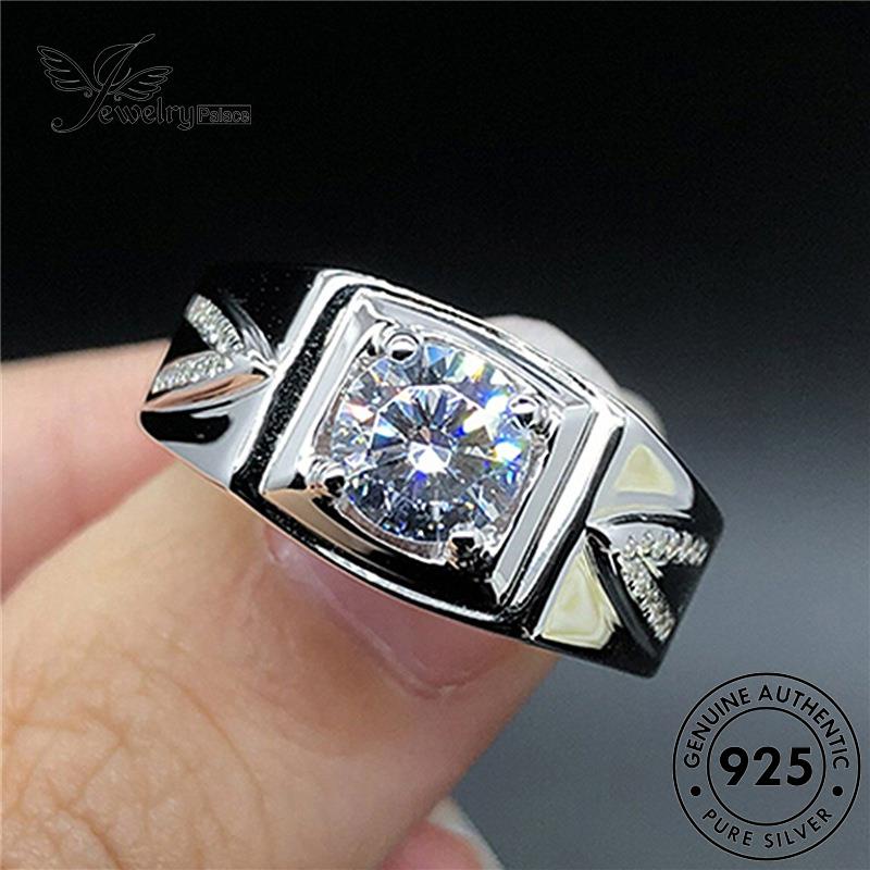 Jewelrypalace Cincin Klasik Bentuk925 Moissanite Wanita Asli Berlian Silver V R1132